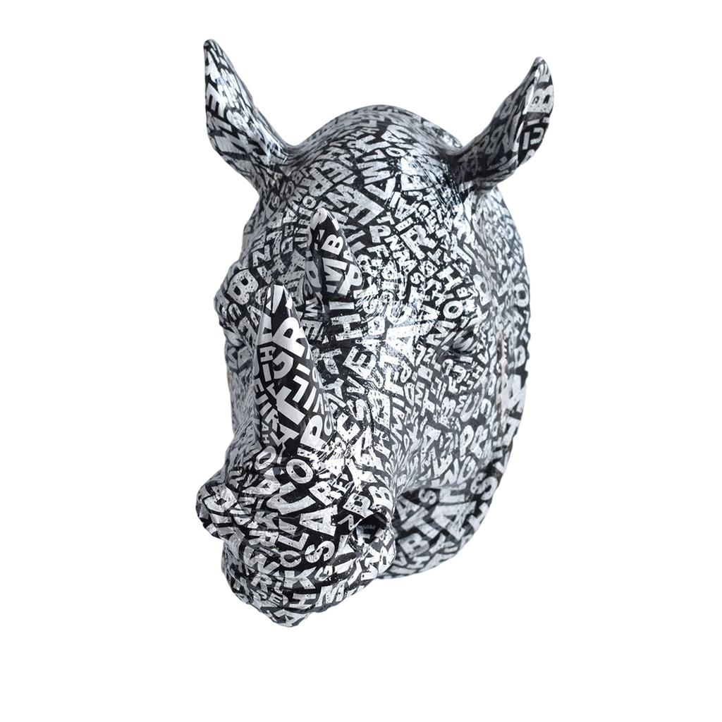 Modern Minimalist Home Decor - Resin Rhino Head Wall Art Creative Animal Head Wall Decoration Pendant