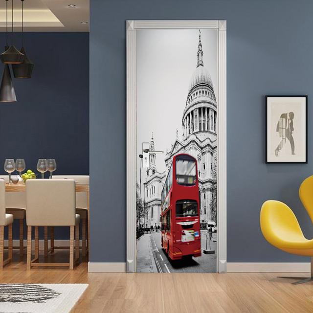 Самоклеящиеся наклейки на дверь в британском стиле, обои, 3D рельефная штукатурка, резная гостиная, спальня, дверь, настенная наклейка, наклейки на стены