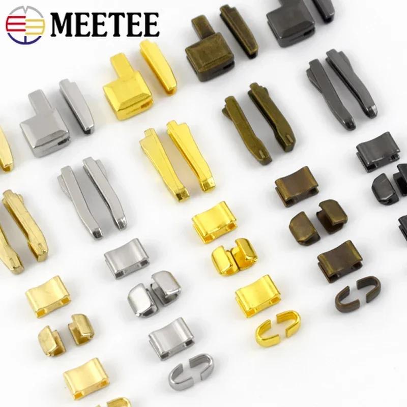Meetee 20 комплектов 3# 5# 8# 10# Металлический U-образный стопор для молнии, фиксатор конца молнии для шитья, сумки, одежды, комплект для ремонта молний, DIY аксессуары