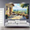 2D flat surface 1-piece Tuscan terrace photography backdrop suitable for weddings and birthdays