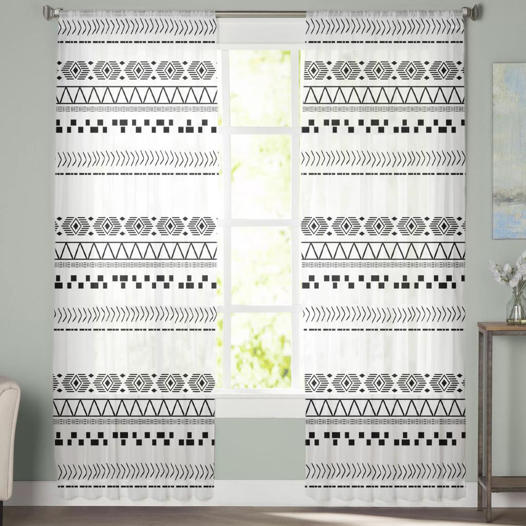 Ретро линии, текстура, прозрачные шторы для гостиной, спальни, детской комнаты, тюлевые занавески для окон