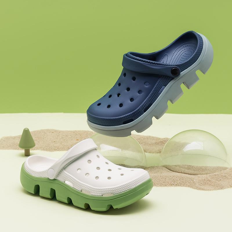 Мужские сандалии Садовая обувь Платформа Закрытый носок EVA цельное литье Два с половиной способа носки Прохладные шлепанцы