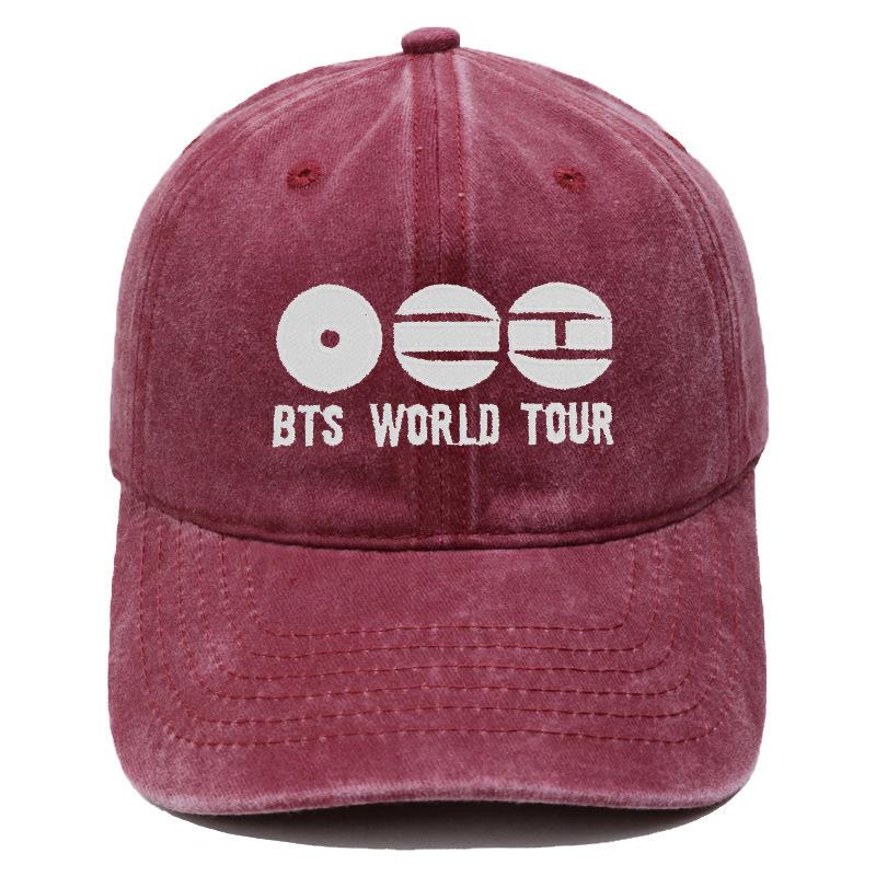 Вышитая стираная бейсболка BTS World Tour Ретро Повседневная Унисекс Шляпа