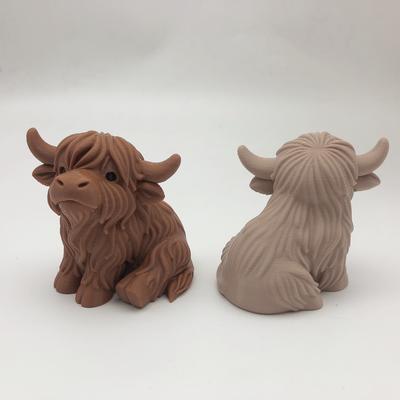 Статуэтка шотландской коровы, напечатанная на 3D-принтере, Милое и реалистичное украшение для питомца-телёнка, Подходит для гостиных, спален, письменных столов, книжных полок