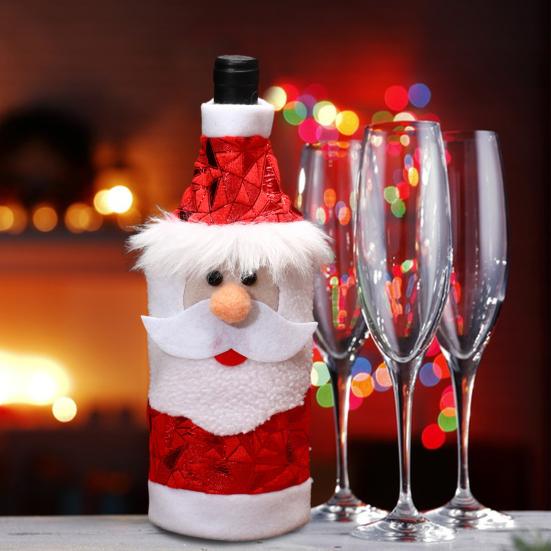 Рождественская винная бутылка Чехол Санта Снеговик Олень Красная винная бутылка Чехол Праздничный стол