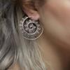 Ancient Silver Exaggerated Fashion Lotus Spiral Gear Earrings Personalized Circle Gypsy Earrings