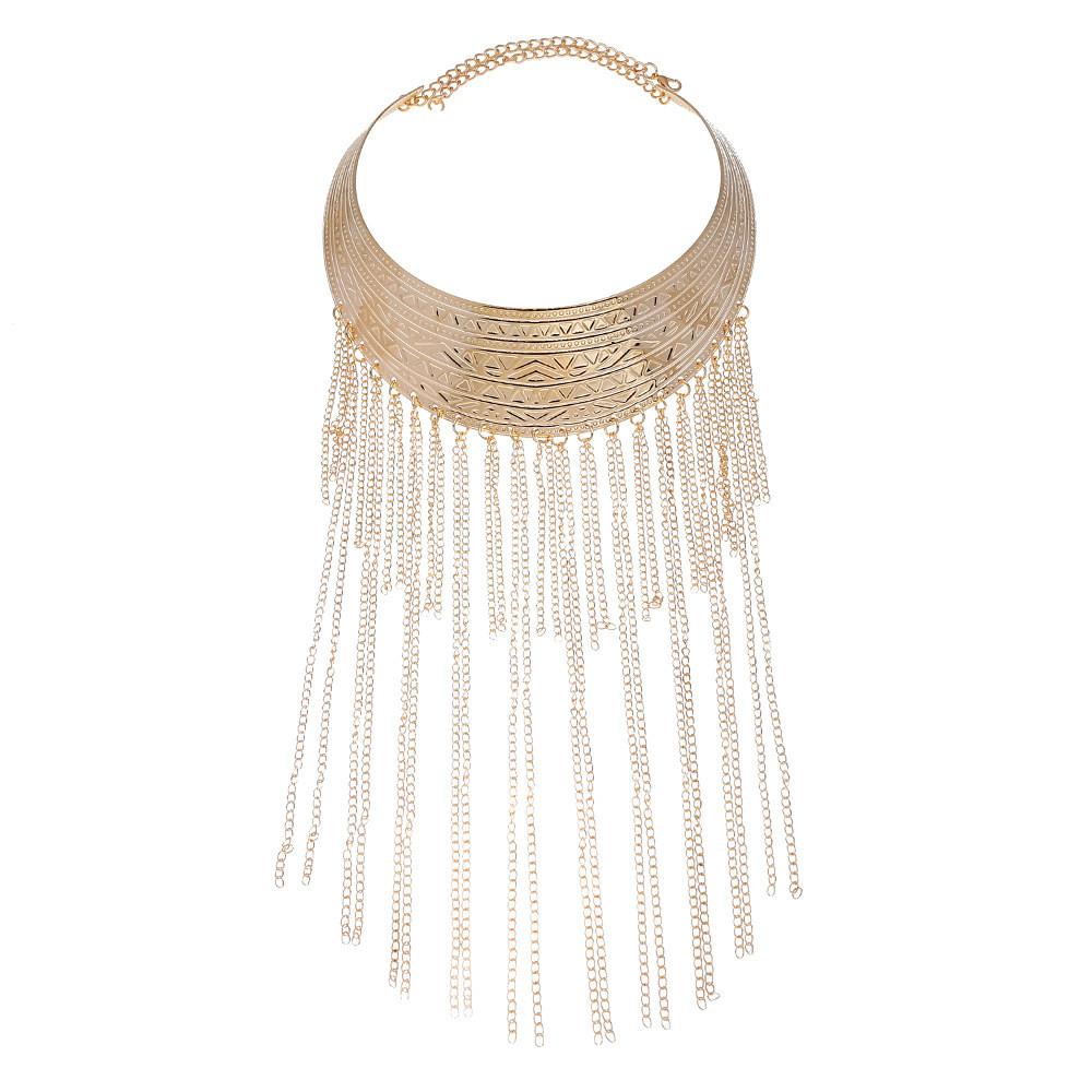 Fashionable Retro Multi Layer Tassel Design Women Metal Necklace For Daily Fashion Accessory