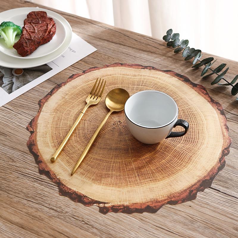 1pc PVC Place Mats Round Rustic Brown Charger Place Mat for Farmhouse Tan Table Setting Summer Spring Fall Wedding Dinner Party Decor
