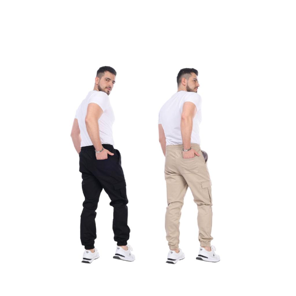 Мужские качественные хлопковые сезонные брюки-карго с эластичной резинкой на талии и габардиновым карманом на штанинах
