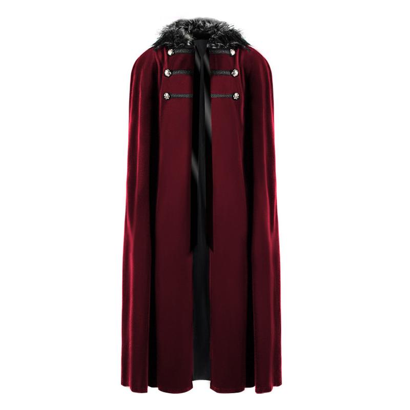 Мужское панк-пальто, длинная куртка, черный готический стимпанк, плащ с капюшоном, плащ на Хэллоуин