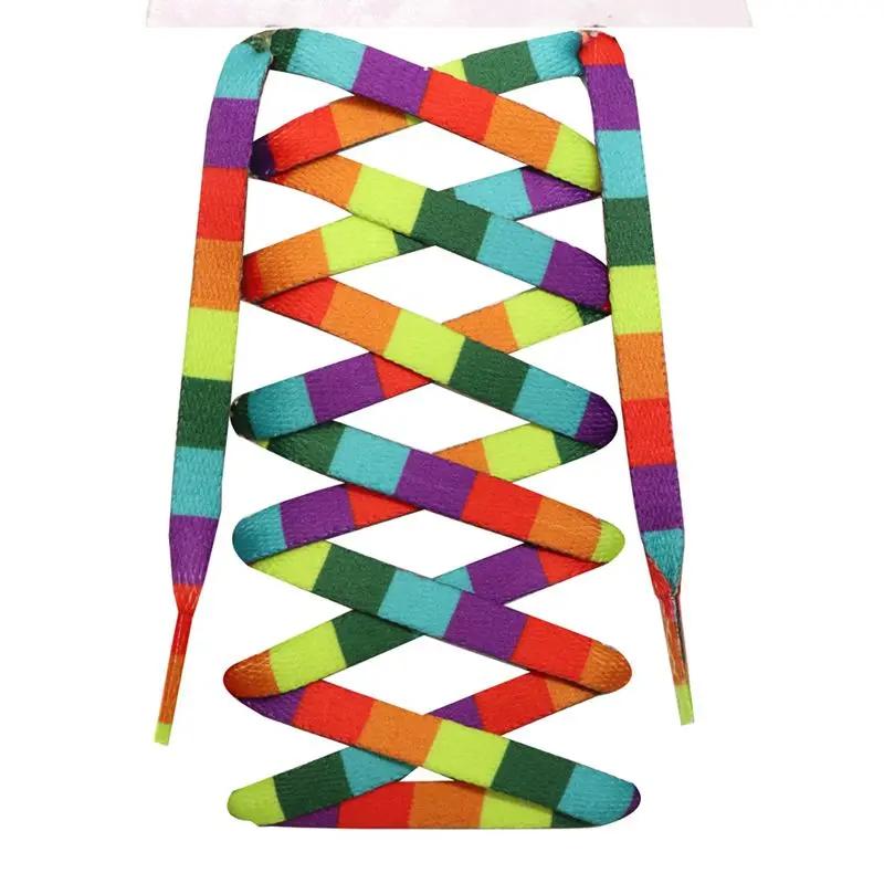 Плоские радужные шнурки для кроссовок, цветные шнурки для обуви, цветной градиентный шнурок для парусиновой обуви, шнурок для тенниса женский мужской