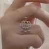 925 Silver Ruyi Peace Lock Necklace , Traditional Chinese Style Movable Pendant , Simple Elegant Clavicle Chain for Wome