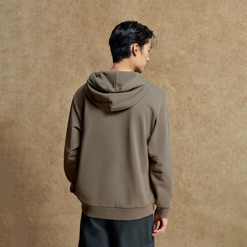 JACK&JONES Men's Letter Embroidered Cotton Hoodie with Kangaroo Pocket