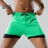 Men Swimming Shorts Double-layered Quick-drying Swim Trunks Drawstring Elastic Waist Surfing Hot Spring Bathing Shorts High Elasticity Comfort