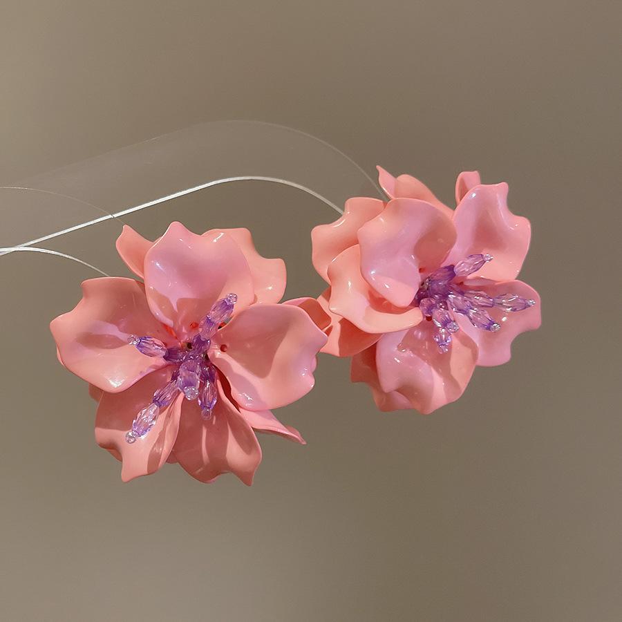 Серьги-гвоздики с цветами из акриловых стеклянных бусин, модные супер феи, серьги-гвоздики с высоким чувством, милые, маленькие, свежие, универсальные серьги