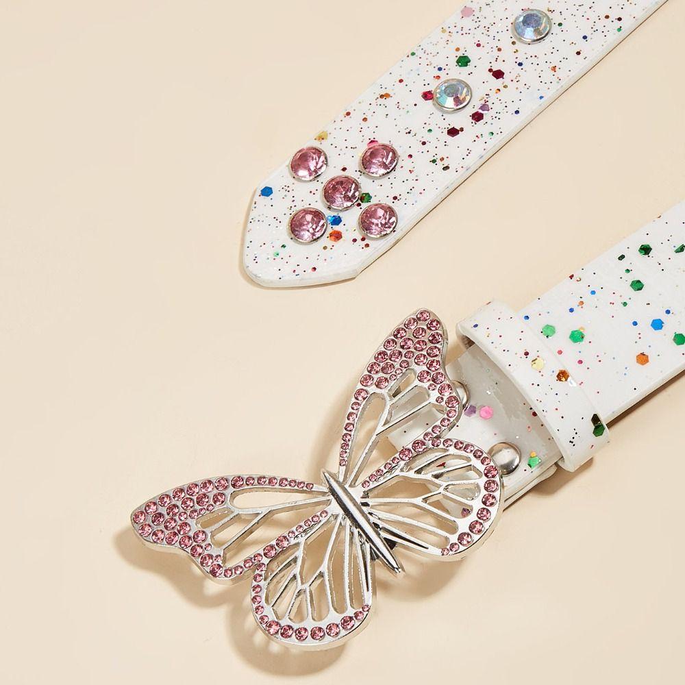 Adjustable Butterfly Rhinestone Belt Punk Waist Belt Elegant Butterfly Waistbands  Dress Decoration