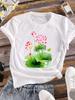 (Asian Size) Women Watercolor Trend Cute Tees Top Clothing Casual Short Sleeve T Shirt Tee Fashion Print Ladies Female Graphic T-shirts