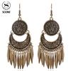 Ethnic Style Vintage Engraving Pattern Earrings Tassel Water Drop Earrings