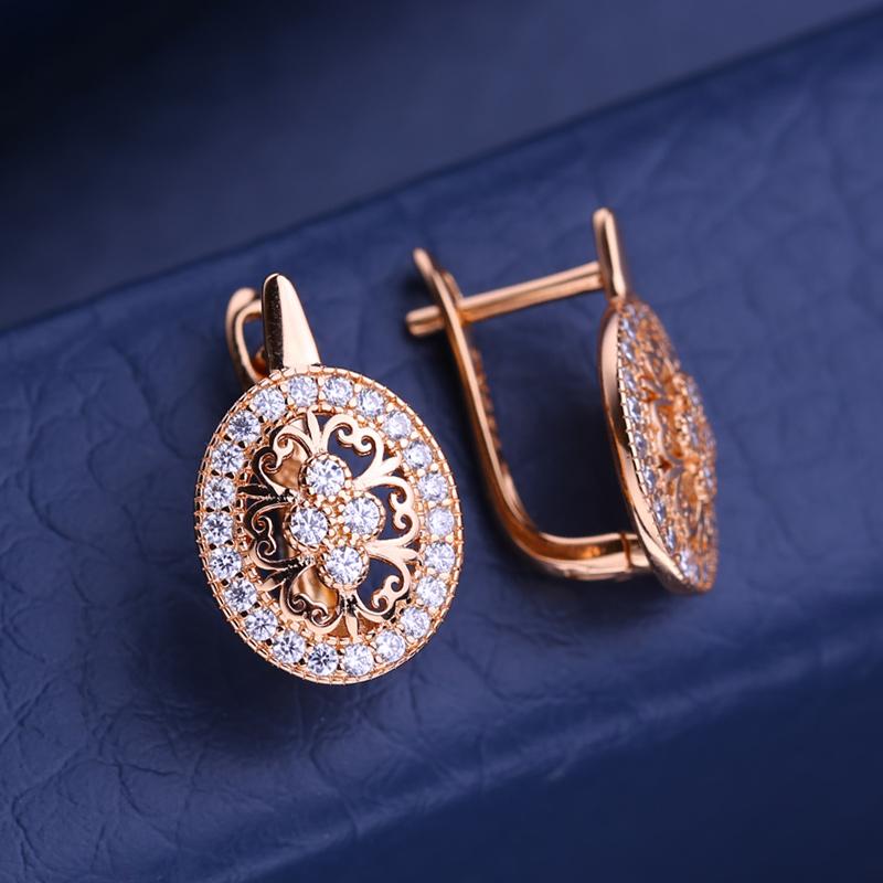 KNIKOO Clip Earrings For Women Cubic Zirconia Fashion Flower Stud Earrings Jewelry For Wedding Party Gifts