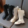 Children Hollow Boots Girls Summer High Boots Fashion Kids Princess Catwalk Boots with Butterfly-knot British Style Non-slip