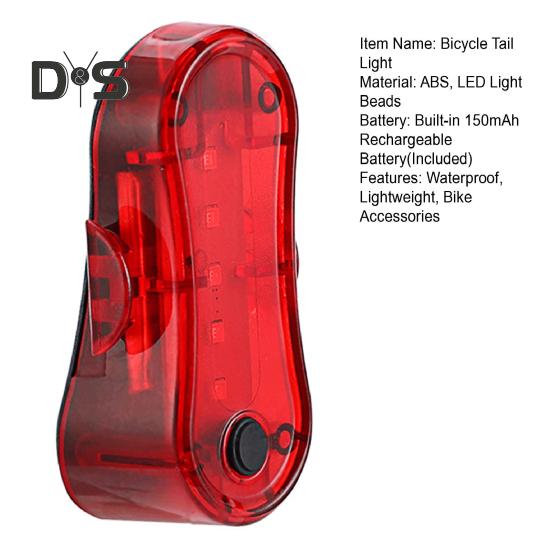 Задний фонарь для велосипеда, водонепроницаемый, легкий, перезаряжаемый через USB, светодиодный, универсальный, для горного велосипеда, для езды ночью, для безопасности и безопасности