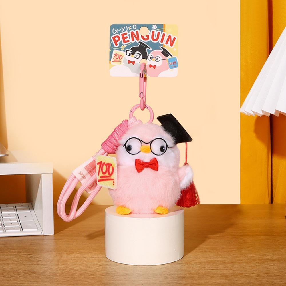 PP Cotton Mini Penguin Plushie Doll Fluffy Penguin Stuffed Toy Keychain  Car Key Accessories