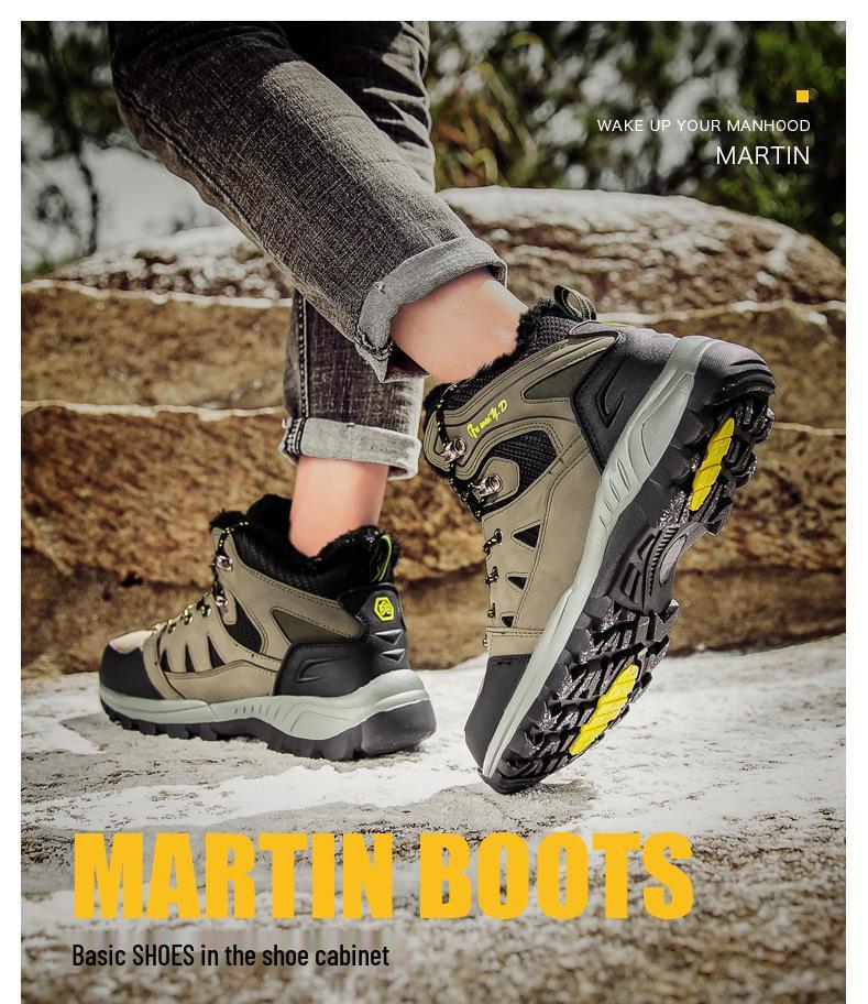 Унисекс Зимние Высокие Хлопковые Ботинки с Бархатной Подкладкой - Морозостойкие, Теплые Ботильоны для Занятий Спортом на Открытом Воздухе и Пеших Прогулок.