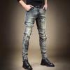 Vintage Heavy Wash Work Fashion Men's Jeans Men's Autumn Scraped and Worn Trend Slim Trousers Small Legged Trousers