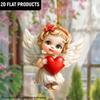 2D Flat Angel Wings Acrylic Ornaments with Golden Rope, Realistic Angle Pendant, Charm Rearview Mirror Hanging Decor,Prety Gifts for Family Friends
