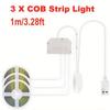 USB COB светодиодная подсветка для шкафа, сенсорная диммируемая лента, 5 В, IP65, 1 м, для кухни, гардероба, витрины