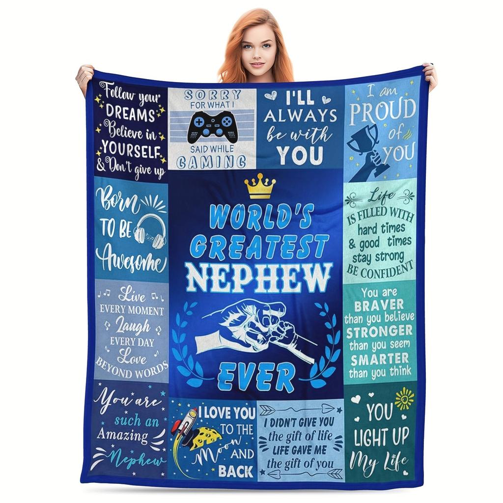 My Nephew Blanket From Aunt Uncle Blanket for Nephew, Nephew Gifts From Uncle Idea Gifts Soft Flannel Throw Blanket 80"x 60"