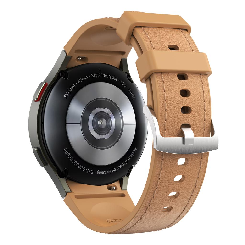 Ремешок для Samsung Galaxy Watch7/Watch6/Watch 5/Watch4 Силиконовый+Кожаный Регулируемый Браслет