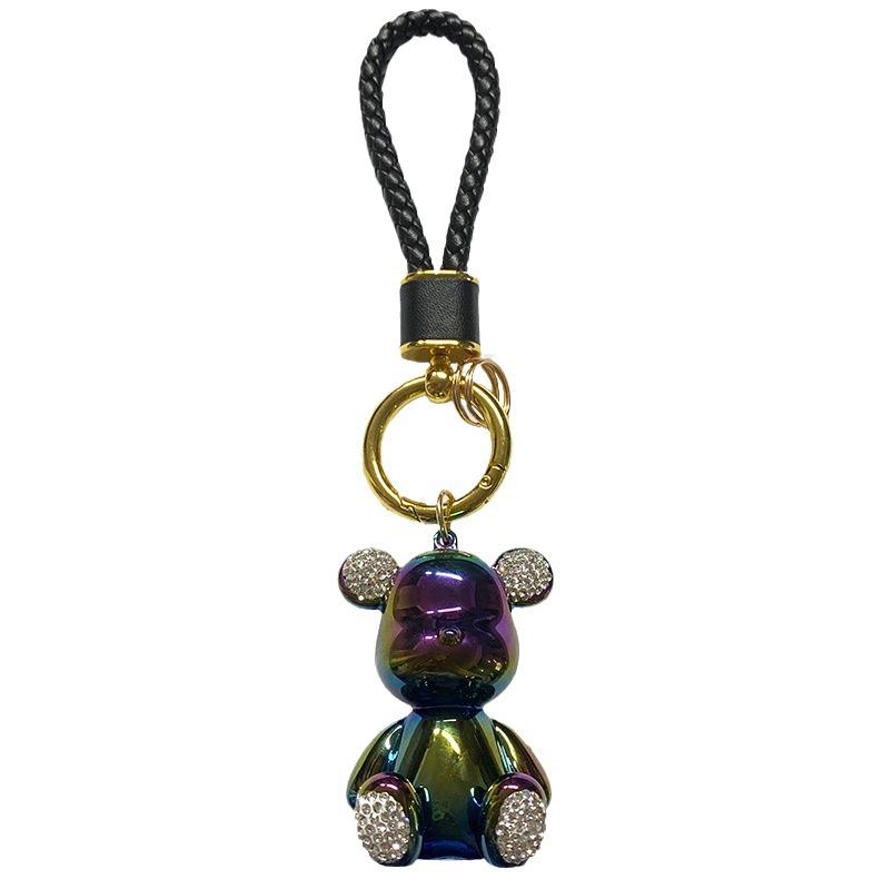 High-End Diamond-Encrusted Violent Bear Keychain Women'S Fashion Car Key Chain Exquisite Bag Pendant Creative Key Ring