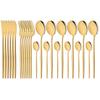 24Pcs/Set Mirror Cutlery Set Stainless Steel Flatware Set Fork Spoon Knife Dinner Set Gold Dinnerware Set Kitchen Silverware