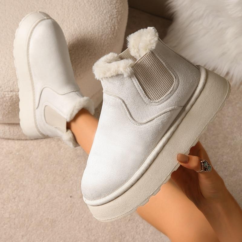 Женские зимние ботильоны широкой полноты, эластичная манжета, платформа, однотонные зимние ботильоны до щиколотки для женщин