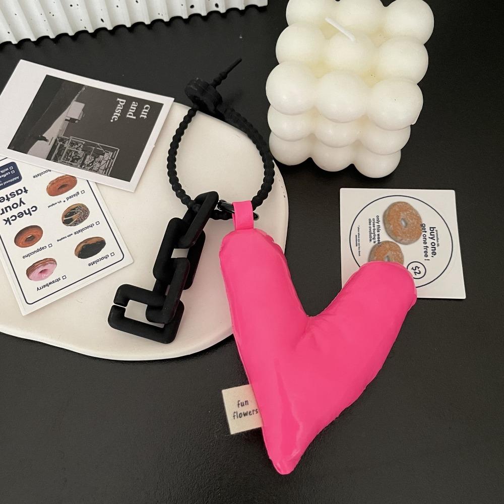 Simple Smooth Key Lanyard Cotton Filled Soft Key String Colour Love Heart Rope Bag