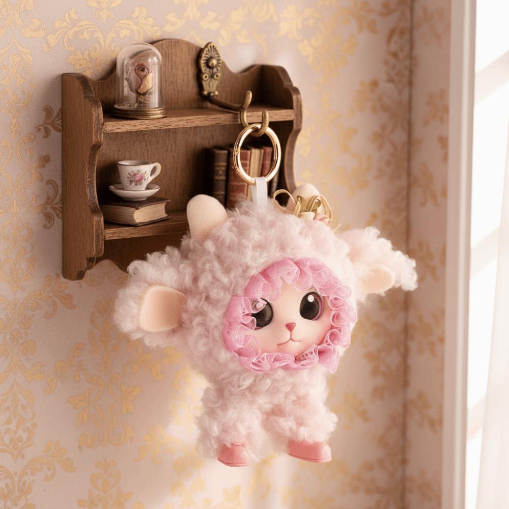 Soft Plush Plush Lamb Keychain Layered Design Cartoon Sheep Bag Charm Daily Decoration