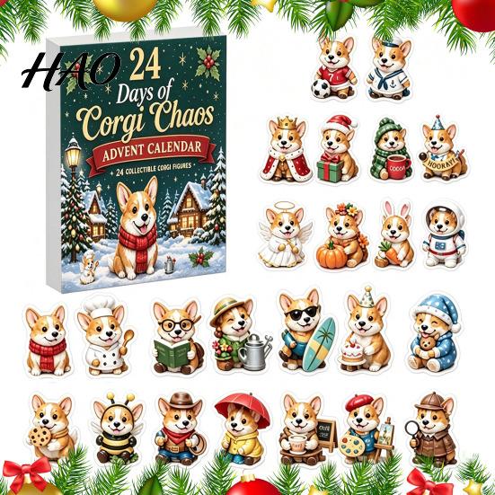 Christmas Party Favors 2026 Corgi Advent Calendar, 24 Days Acrylic Dog Ornaments Countdown 2D Day Holiday Pendants for Xmas Tree, Home Decor,