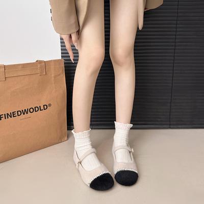 Модные Новые Высококачественные Повседневные и Удобные Туфли Мэри Джейн на Плоской Подошве в Твидовом Стиле Женские Одинарные Туфли с Жемчужной Отделкой Модные