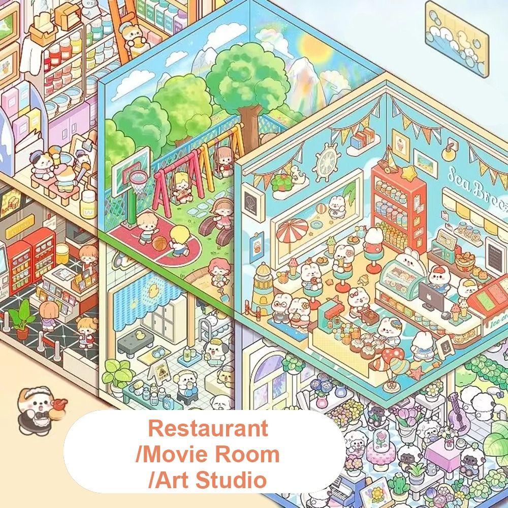 20в1 альбом с наклейками пейзаж миниатюрная коллекция сцен палатка наклейка украшение для ребенка