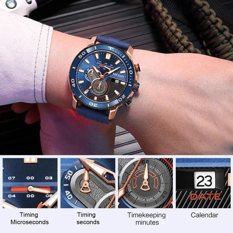 Силиконовый ремешок хронограф спортивные часы для мужчин модные водонепроницаемые наручные часы со светящимися стрелками автоматическая дата 24 часа