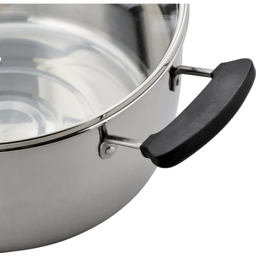 Wahei Freiz RR-6891 Recid 24cm Stainless Steel Pot with Glass Lid, Induction and Gas Compatible, Silver