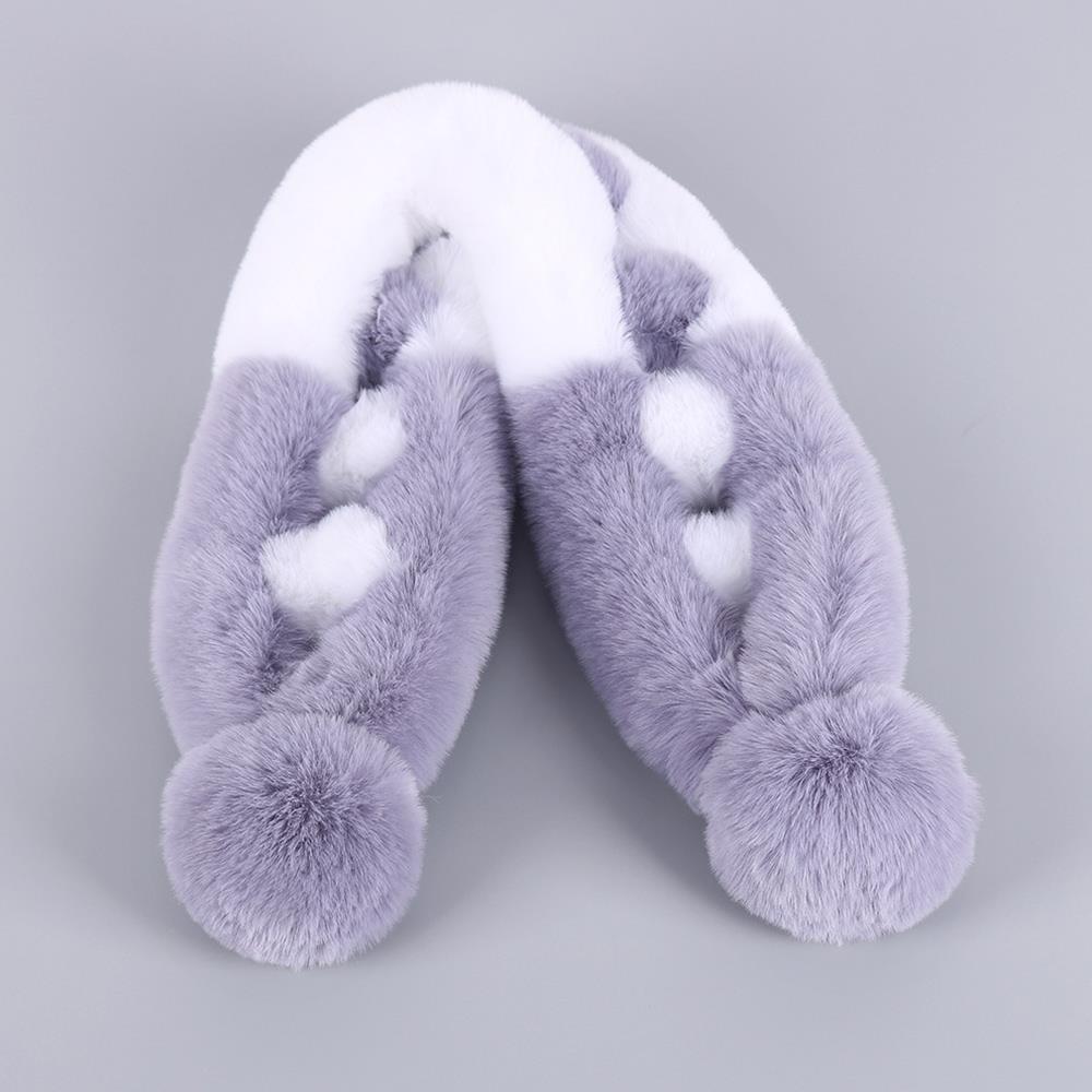 Soft Plush Snood Scarves Women Warm Furry Scarves Thickened Faux Rabbit Fur Scarves Plush Cross Collar Scarf Elegant Warm Collar