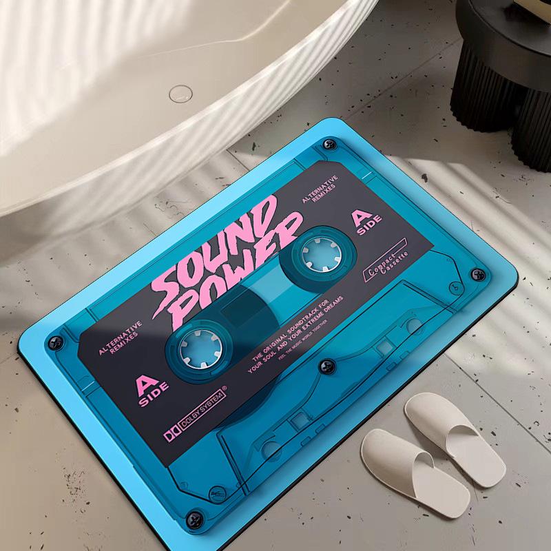 VIKAMA Bathroom Tape Floor Mat, Toilet Diatomite Water-Absorbing Quick-Drying, Shower Room Anti-Slip Mat, Home Decoration