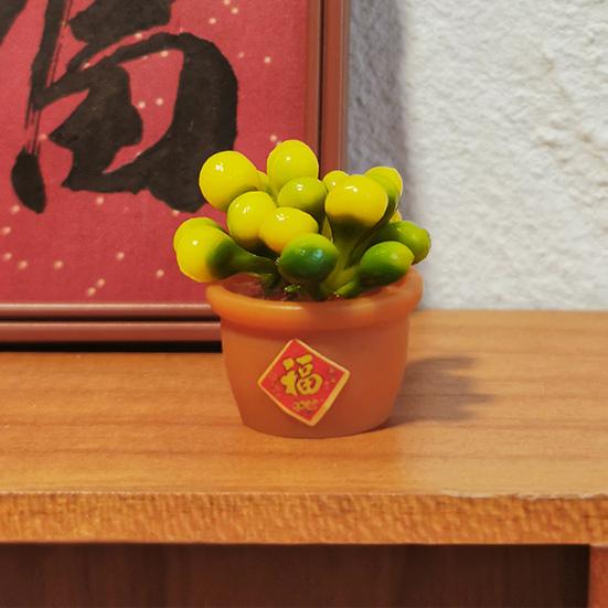 1:12 миниатюрный кукольный домик, мини-искусственное оранжевое растение в горшке, имитация бонсай, домашний декор для дома, гостиной, офиса, спальни