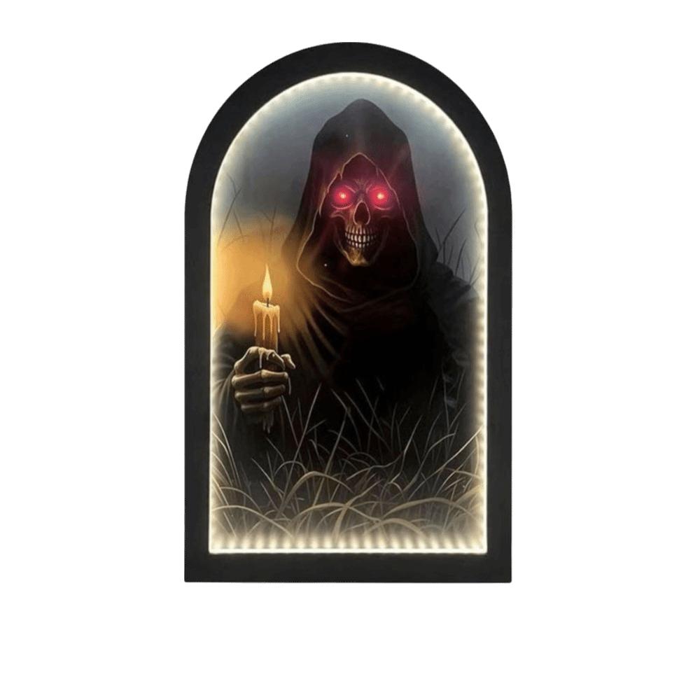 Illuminated Light Up Ghost Mirror Ghost Shaped LED Wall Mirror Gothic Horror