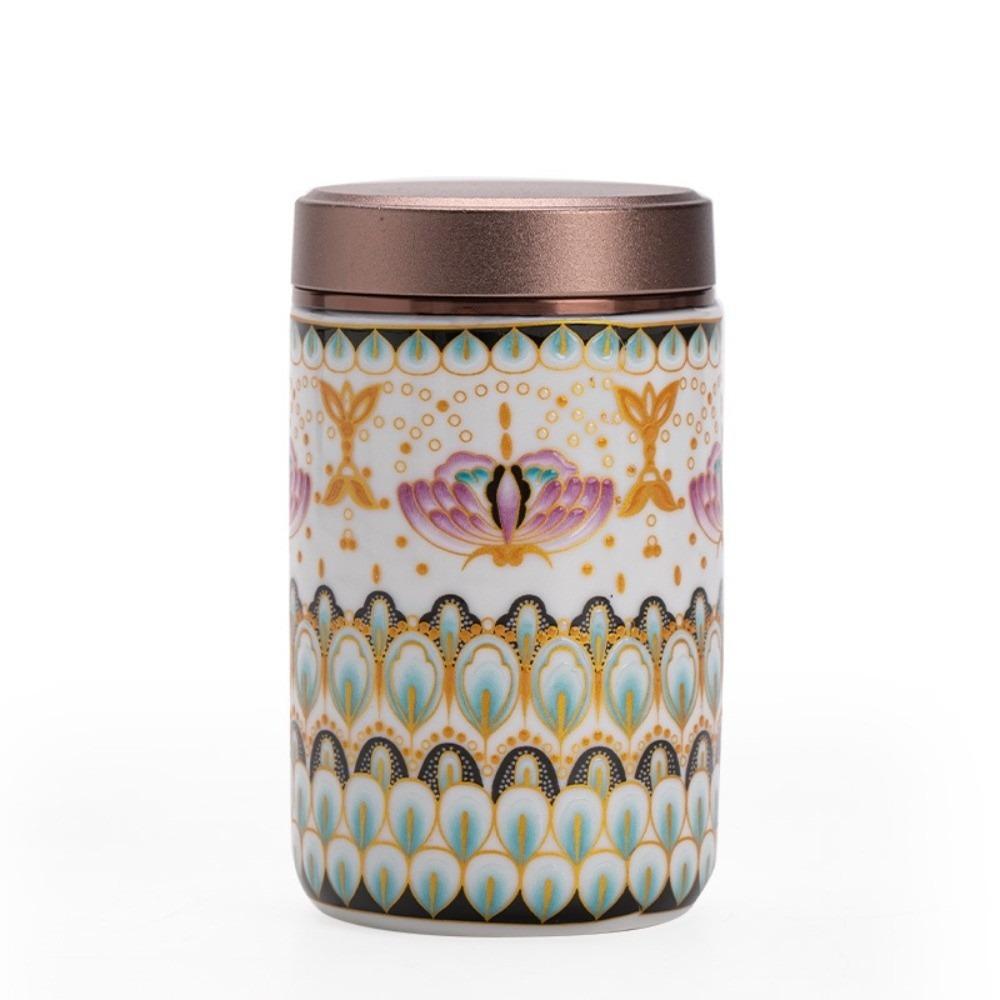 Mini Empty Tea Tin Can Ceramic Tea Packaging Box Flower Enamel Tea Canister  Home/Office/Travel