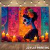 1pc Oversized Dia de los Muertos banner - Background with Sugar Skull woman, Halloween Grand Party decoration