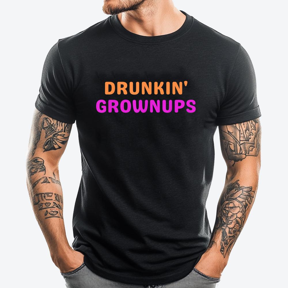 Drunkin Grownups Mens Clothing 2024 Luxury Brand Graphic Tees Men Printed T-Shirt