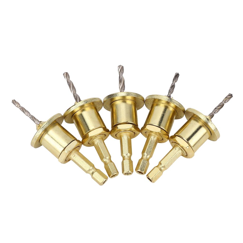 5Pcs Countersink Drill Bit Set 1 4in Adjustable Hex Shank 2.8 4mm Cone Hole Counterbore Router with Stop Screw 10mm Dia